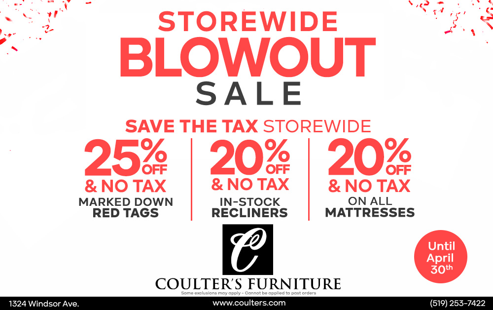 Furniture Blowout Sale Coulters Furniture Windsor Ontario April 2024 Sale copy Sales