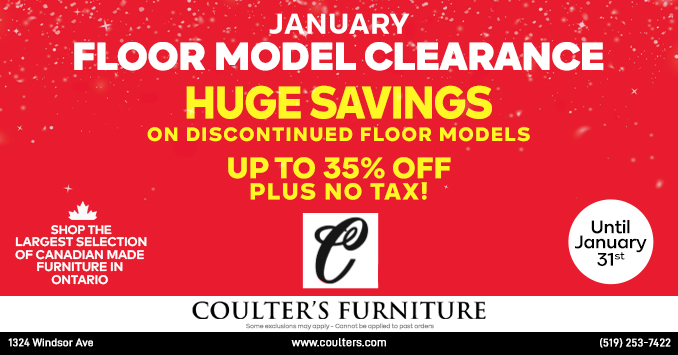 Floor Model Clearance Furniture Sale Coulters Furniture Windsor Ontario January 2026 1 Sales