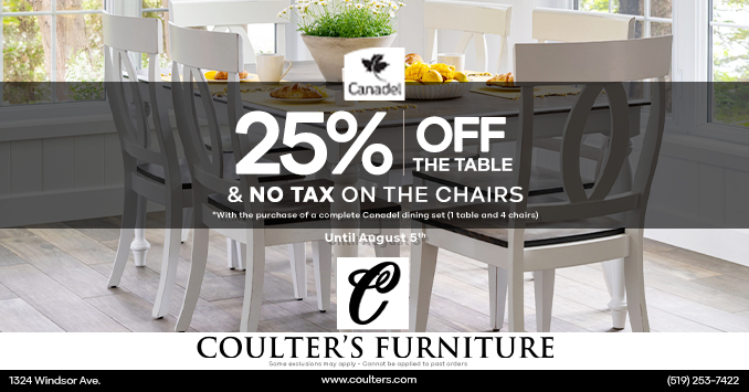 Canadel dining furniture sale july Coulters furniture Windsor Sales
